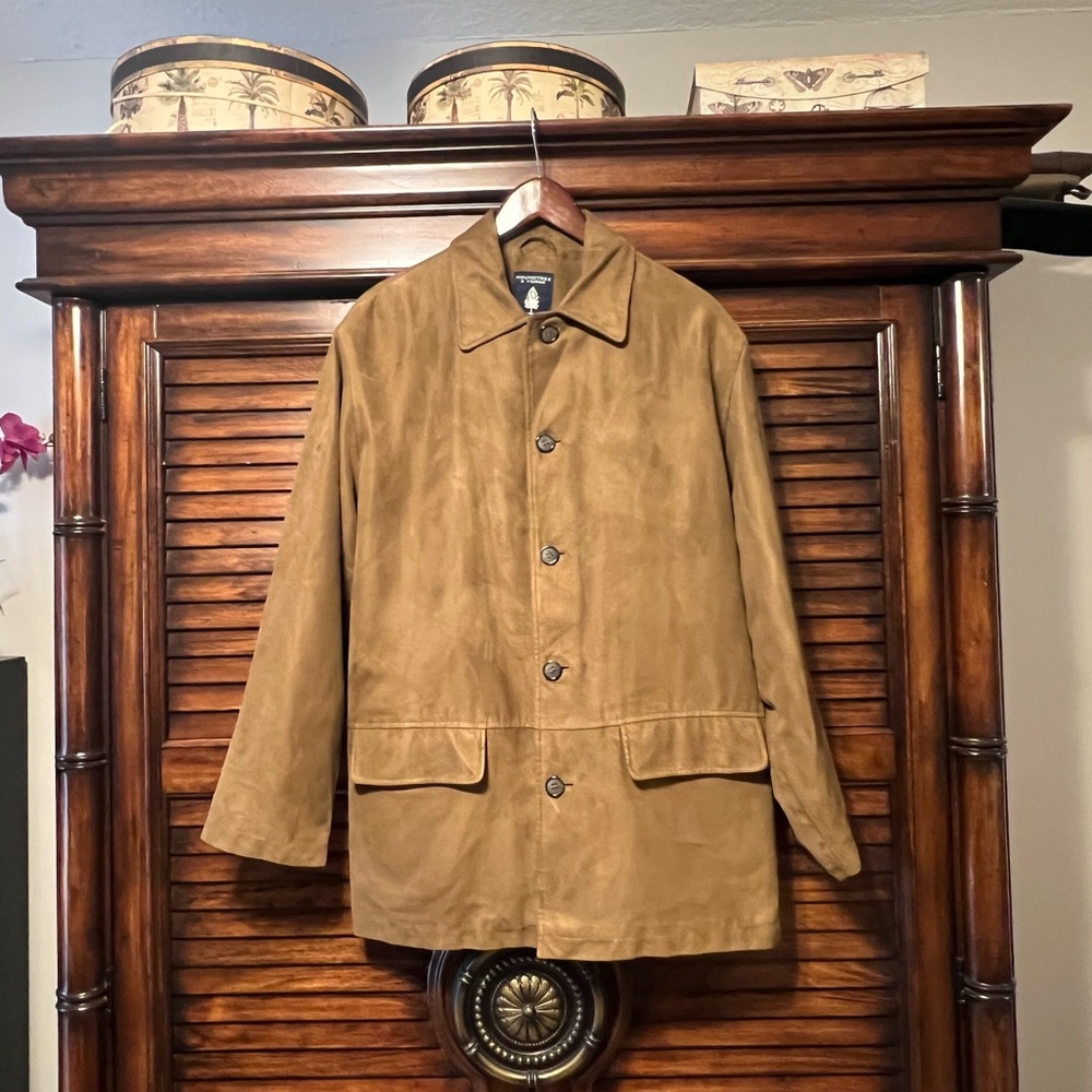 Roundtree & Yorke Outdoors Faux Suede Brown Jacket Men's Medium Coat.